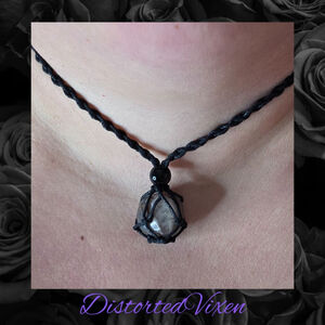 Rainbow florite macrame necklace